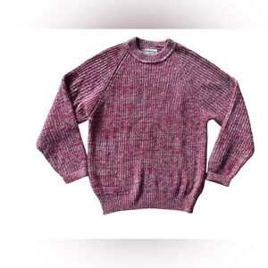 Vintage St John’s Bay Marled Knit Sweater Mens L Red Gray Crewneck 100% Acrylic